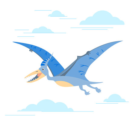 Dinosaur Pterodactyl Vector illustration. Drawn children's illustration, reptile.のイラスト素材