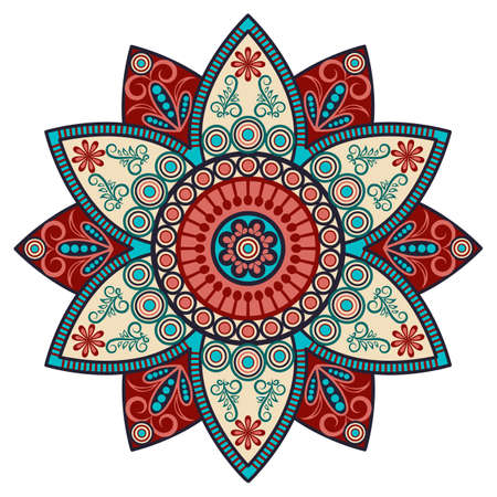 Flower with oriental motives ornament, mandala, mehendi vector. Ornate pattern for invitations, greeting cards, web backgrounds, textiles.のイラスト素材