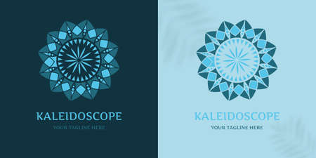 Flower logo, natural motives, mandala. Eco-themed template, branding element. Eco emblem, organic, natural for label, label, packaging, badge or badge of natural food, beverage, cosmetics. Vector illustration.のイラスト素材
