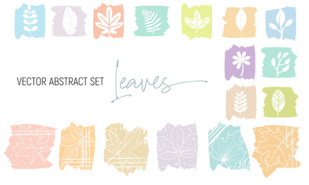Set of leaves on an abstract backgroundのイラスト素材