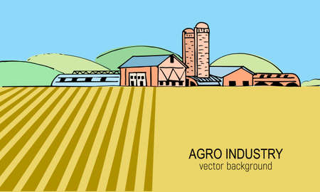 Vector sketch illustration of an agricultural farmのイラスト素材
