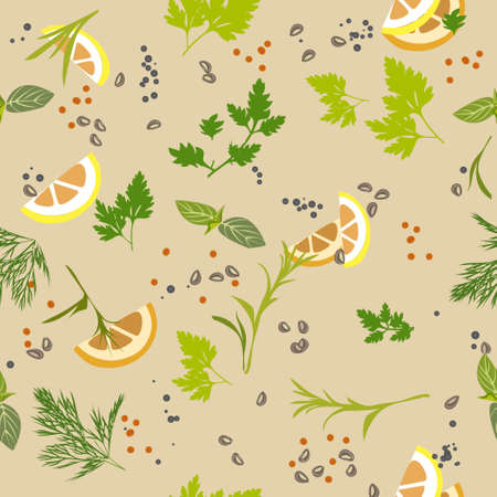 Spices and condiments seamless patternのイラスト素材
