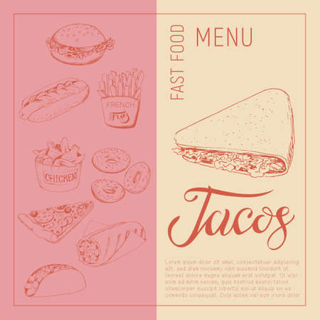 Tacos in the style of a sketchのイラスト素材