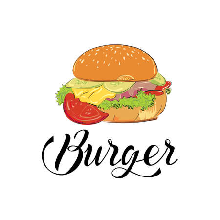 hamburger in sketch styleのイラスト素材