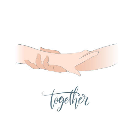 A man and a woman hold hands with their wrists wrapped around each otherのイラスト素材