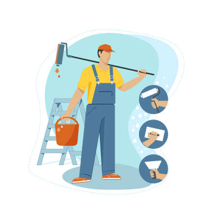 Builder, master of apartment repair serviceのイラスト素材