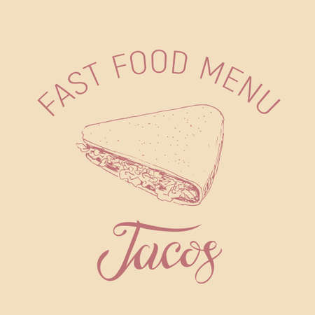 tacos in the style of a sketch on a craft backgroundのイラスト素材
