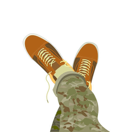 Feet in unlaced sneakers raised upのイラスト素材