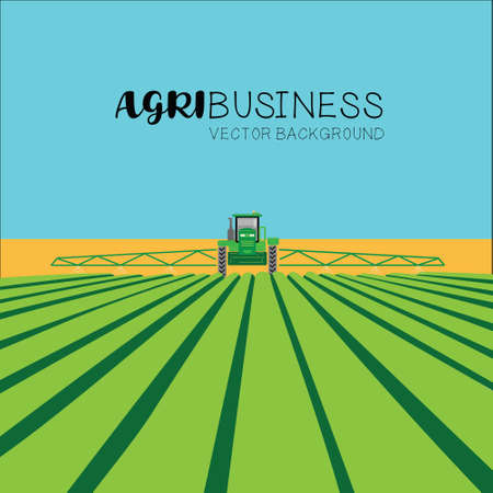 Agribusiness concept - Tractor in the fieldのイラスト素材