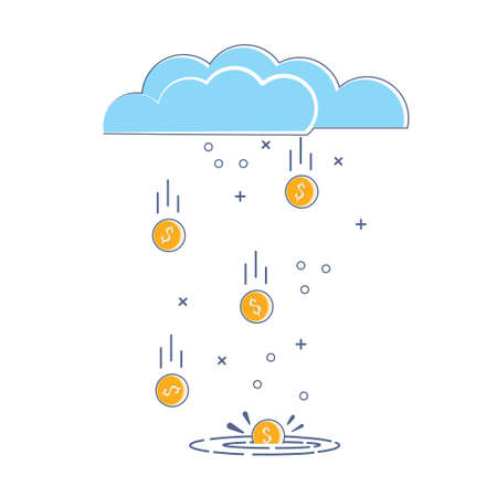 Money rain, dollars falling to the groundのイラスト素材