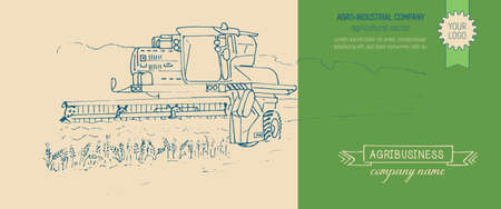 Agribusiness, poster in sketch styleのイラスト素材