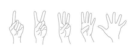 Numbering gesture on the fingersのイラスト素材