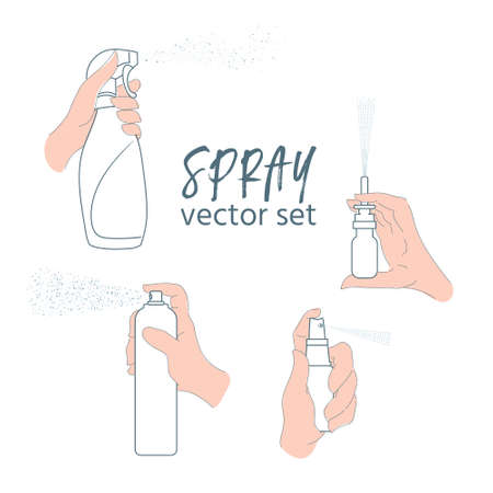 Vector set of spray in his handのイラスト素材