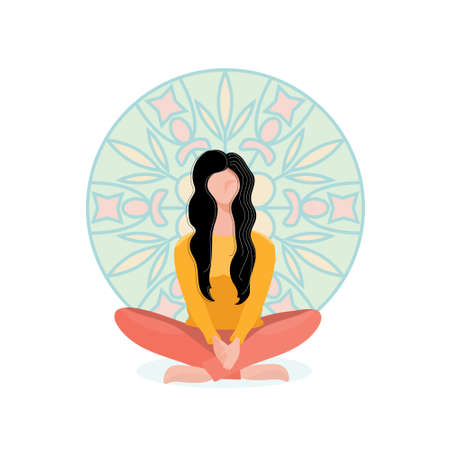 The girl is sitting on the floorのイラスト素材