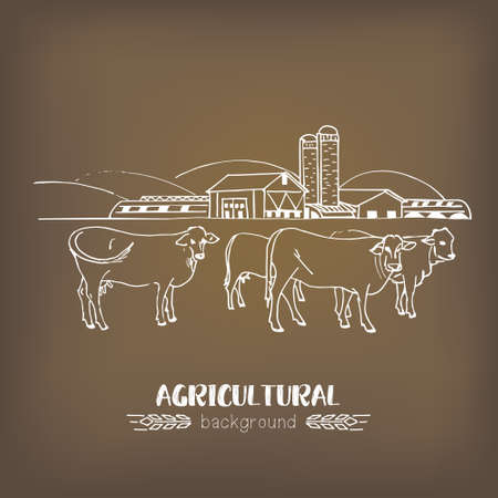 Vector sketch illustration of an agricultural farmのイラスト素材