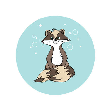 Baby raccoon with a fluffy tail is hungry and angryのイラスト素材