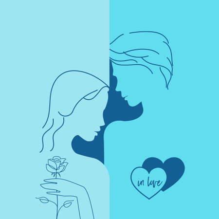 Two young lovers vector silhouette.のイラスト素材