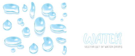 Vector set of water dropsのイラスト素材