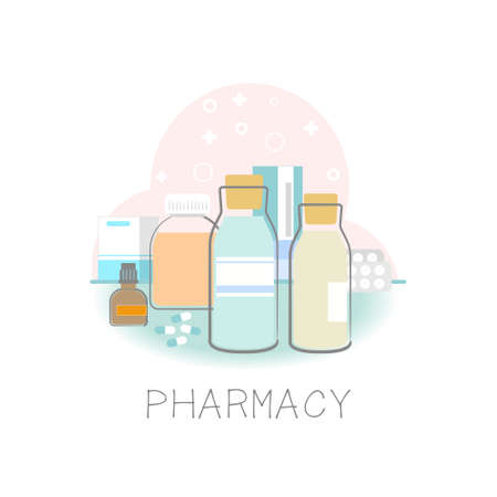Pharmacy shopping iconsのイラスト素材