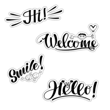 A set of stickers with welcome messagesのイラスト素材