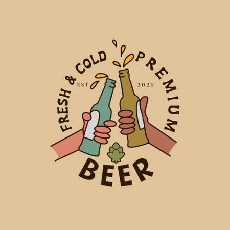 Beer in hand, beer emblemのイラスト素材