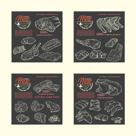 Raw meat in the template frame.のイラスト素材