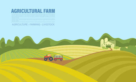 Tractor in the fieldのイラスト素材