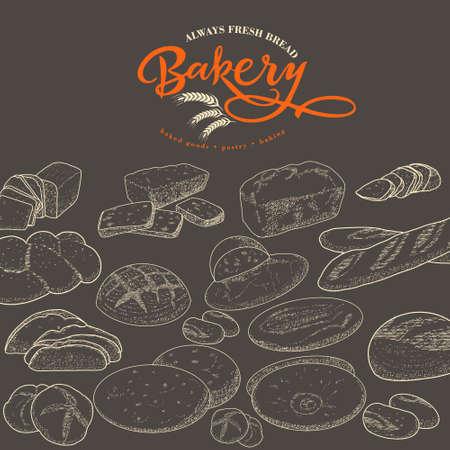 Bakery logo, bread in a basketのイラスト素材