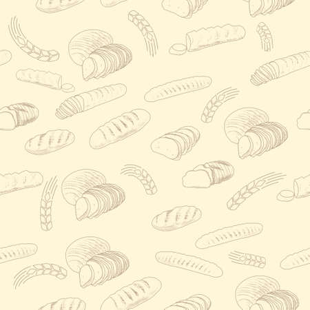 a pattern of bread products in a vintage styleのイラスト素材