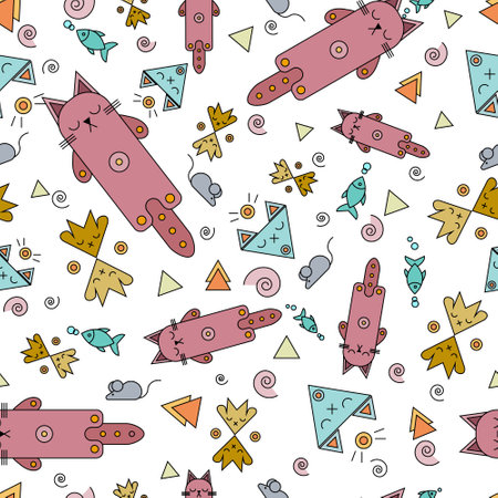 Seamless pattern of catsのイラスト素材