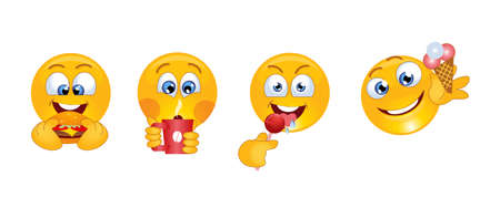 A set of yellow smile iconsのイラスト素材