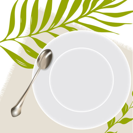 white plate top viewのイラスト素材