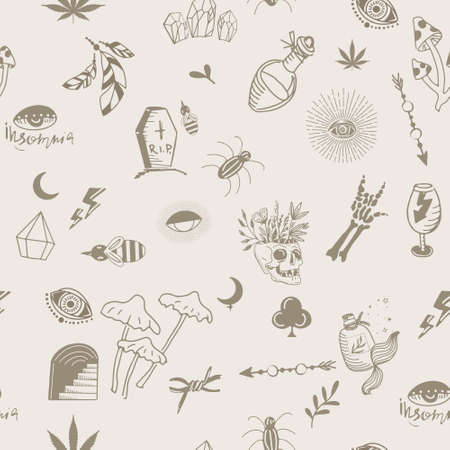 Vector esoteric symbols patternのイラスト素材