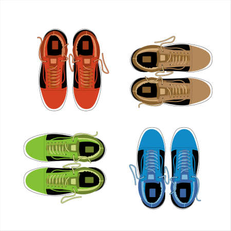 Set of sports and lifestyles shoes illustrationのイラスト素材