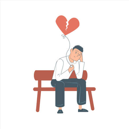 A sad man with a broken heart.のイラスト素材