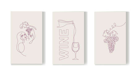 A set of grape postersのイラスト素材