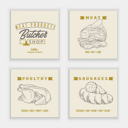 Meat products and sausagesのイラスト素材