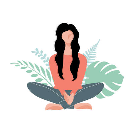 A young woman relaxesのイラスト素材