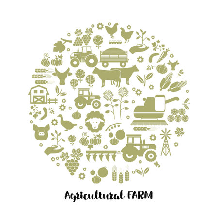 farming, agricultural iconsのイラスト素材