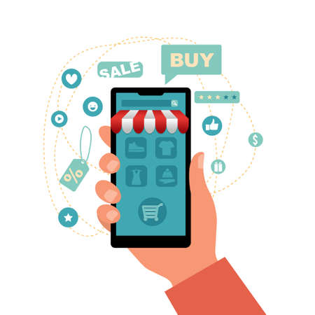 Smartphone in handのイラスト素材