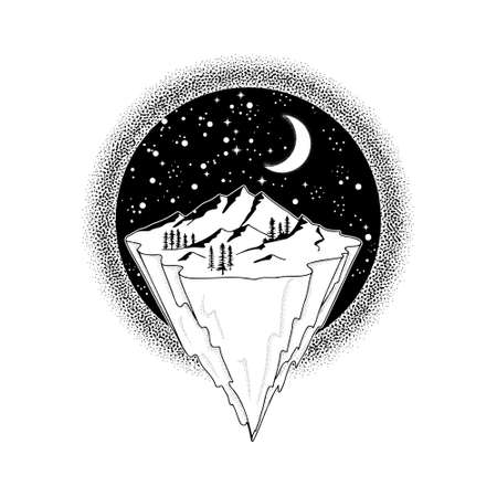 Starry sky over the mountainsのイラスト素材