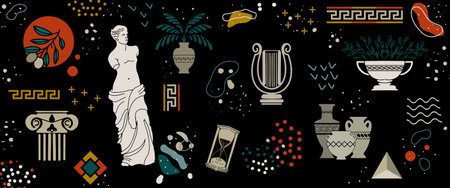 Greek antique statues backgroundのイラスト素材