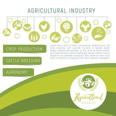 Agricultural banner with a farm iconsのイラスト素材