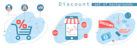A set of backgrounds for a discount sale, special offer, discount centerのイラスト素材