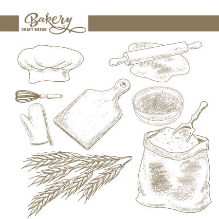 A set of grunge illustrations of bread.のイラスト素材