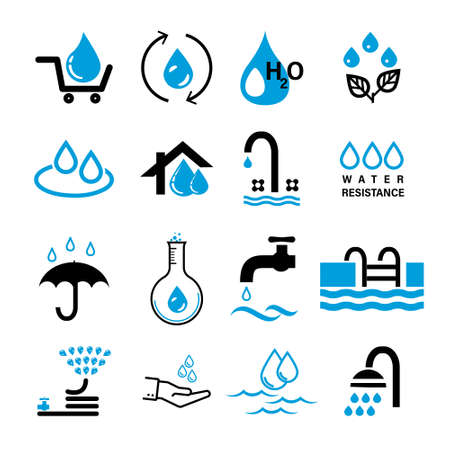 Vector set of water drop iconsのイラスト素材