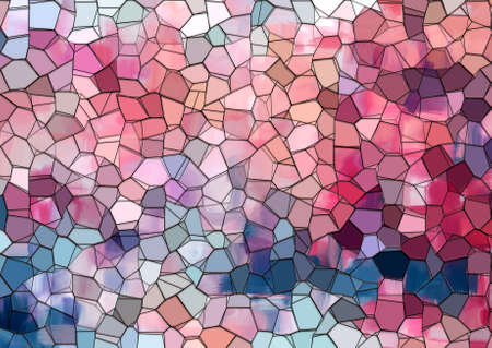 Colorful polygonal pattern artwork with bright red and blue accents.の写真素材