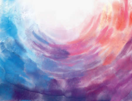 Colorful watercolor abstract wallpaper. Artistic half circles. Wet paper backgroundの写真素材