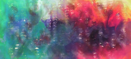 Red and green textured background. Beautiful chaotic strokes. Abstract paint paper textureの写真素材