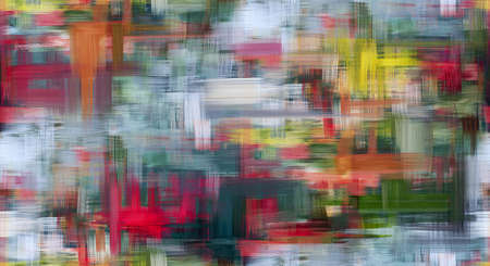 Colorful abstract artwork. Dirty art botanical painting with red and green accents. Cross hatching...